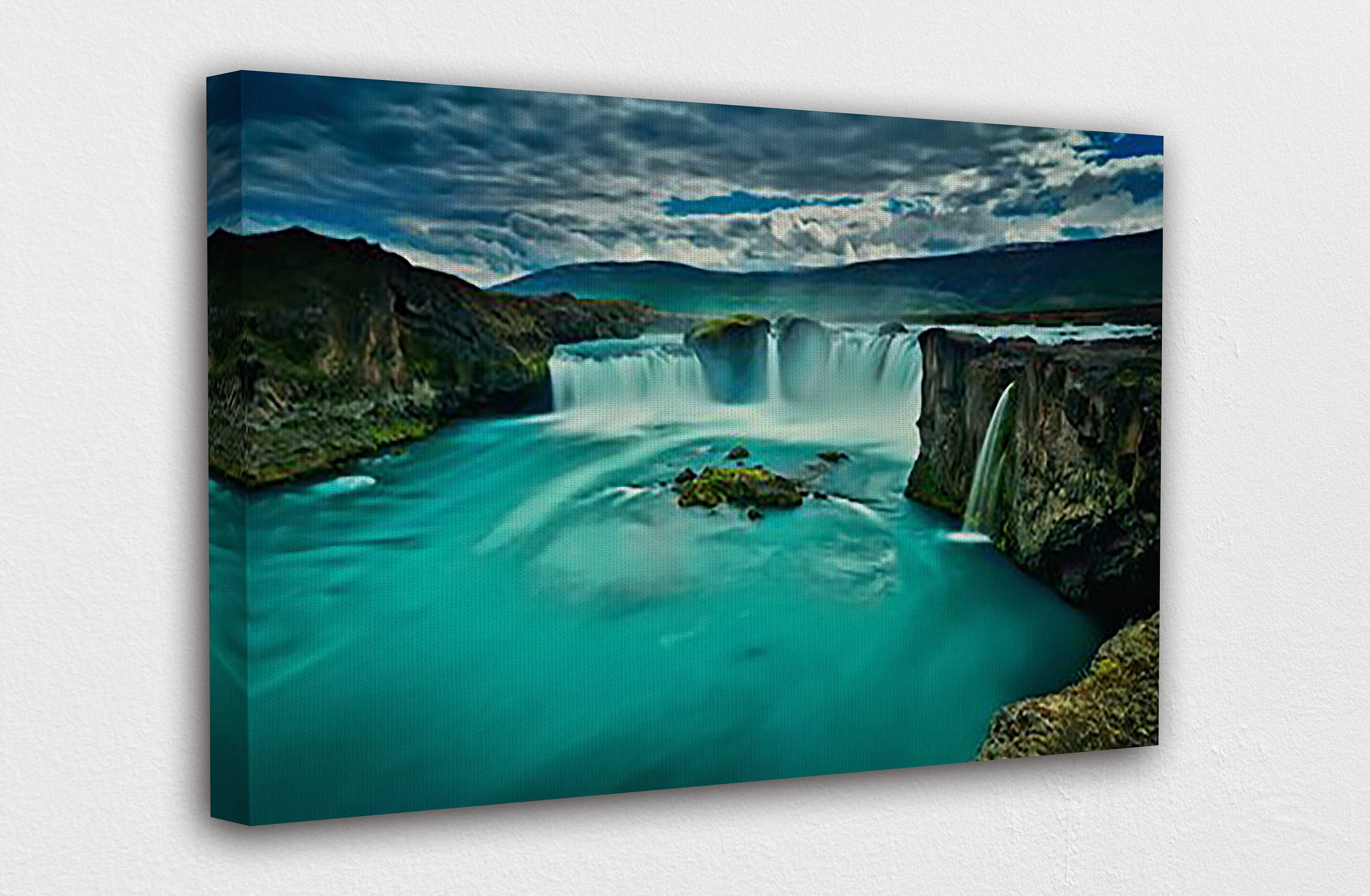 Waterfalls and blue water Canvas Wall Art Design Poster Etsy