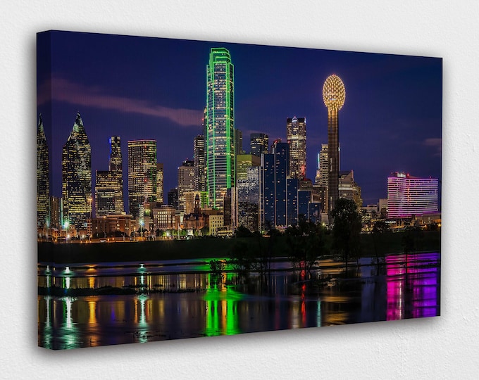 Skyline in Dallas Downtown Canvas Design | Poster Print Decor for Home & Office Decoration I POSTER or CANVAS READY to Hang