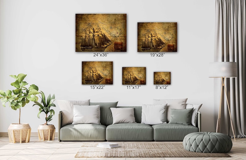 Old Pirates Treasure Map Canvas Wall Art Design Poster Print - Etsy