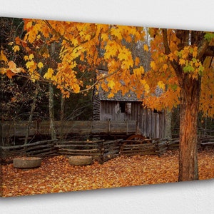 Casa antigua en el bosque de otoño Lienzo Diseño de arte de pared / Decoración de impresión de póster para decoración del hogar y la oficina I POSTER o LIENZO LISTO para colgar