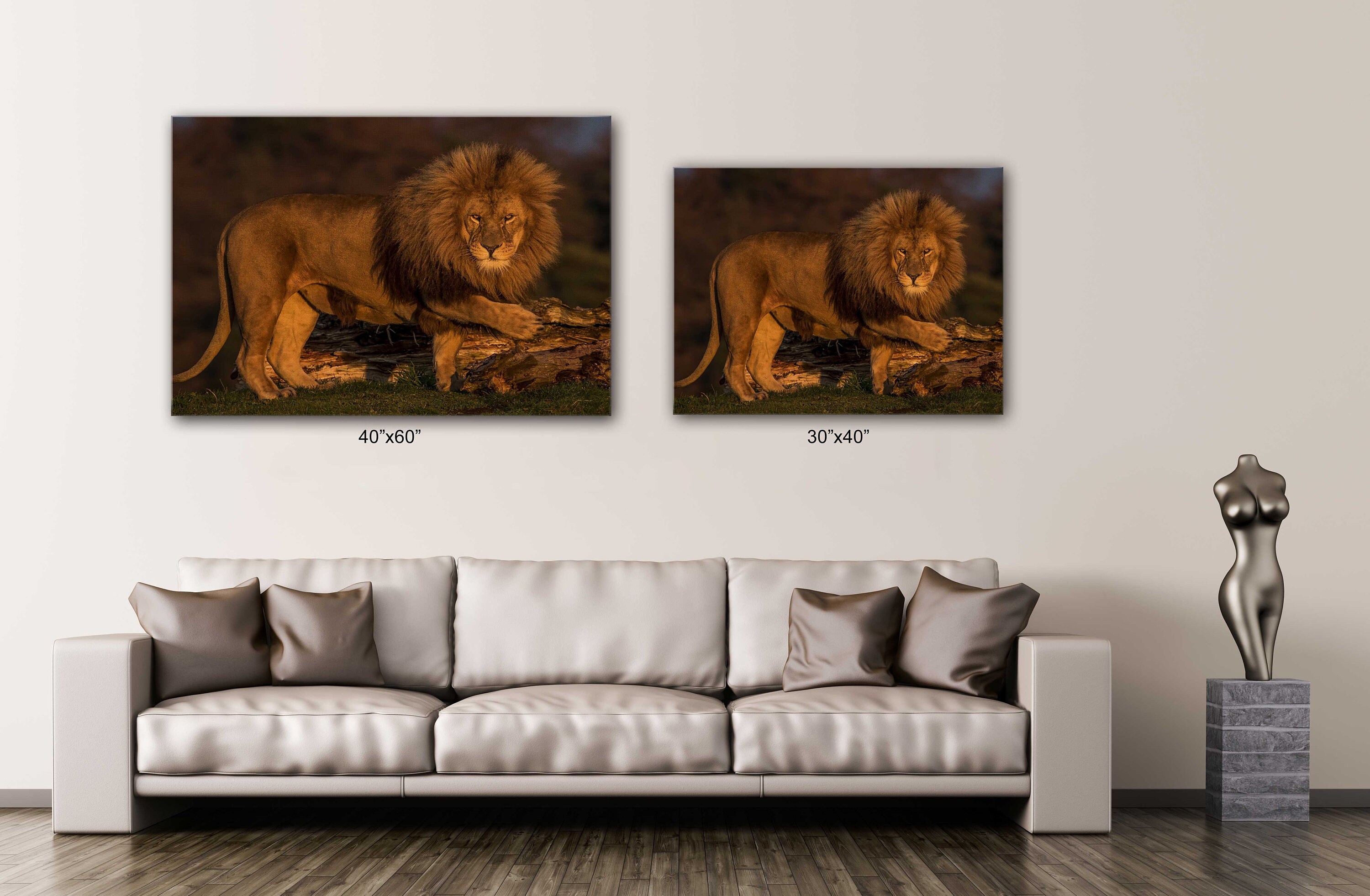 Modern Picture Print on canvas Lions Sunset Rocks 30 shapes it 2958 
