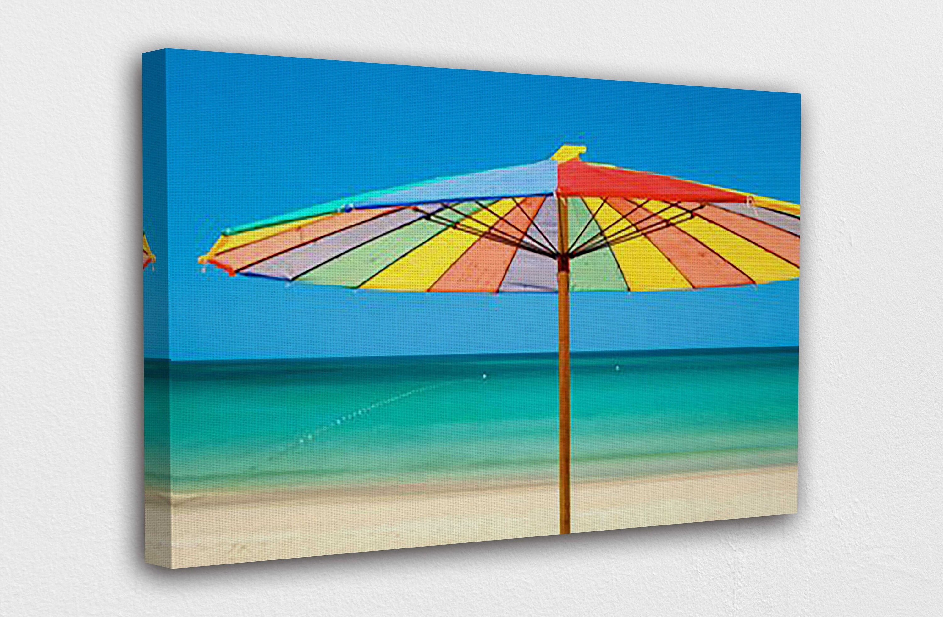 Umbrella Sea Beach Canvas Wall Art Design Poster Print Decor Etsy