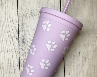 Personalized Matte Tumblers w/Straws,Matte Tumblers, Customizable, 16oz Colored Pastel Acrylic Plastic Tumblers with Straws