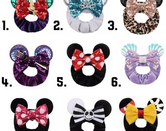 Disney Inspired Hair Scrunchies, Disney Inspired Accessories, Minnie Ears, Mickey Ears, Princess Ears, Disney Vacation Accessories, Hair Tie