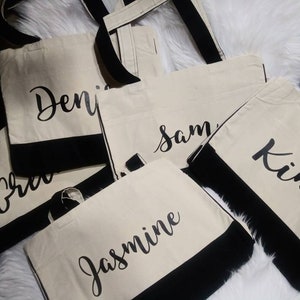Personalized Tote Canvas Bags. Bridesmaids tote bags. Bride tote bag. Teacher tote bag. Custom tote bag. Gift for teacher. Gift for friend