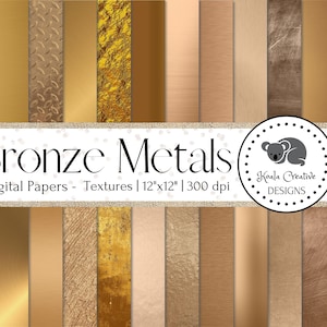Bronze Metals Digital Paper, Metallic Digital Paper, Metallic Texture, Metal Texture, Bronze Metal Texture -Commercial Use -Instant Download