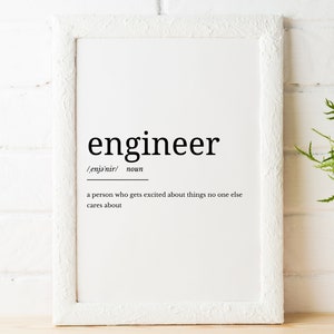 Engineer Funny Definition Printable Art, Engineer Quote Digital Art, Engineer Printable Quote, Engineer Definition - INSTANT DOWNLOAD