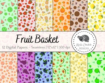 Obst Digitalpapier, fruchtiges Papier, Früchte Hintergrund, nahtlose Papier, Früchte digitale Scrapbooking - kommerzielle Nutzung - Instant Download