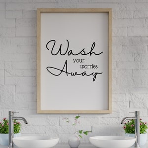 Lava tus preocupaciones Baño Arte imprimible, Baño Arte digital, Baño imprimible, Arte de baño - DESCARGA INSTANTÁNEA
