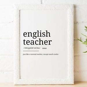 English Teacher Definition Printable Art, Teacher Quote Digital Art, Teacher Printable Quote, English Teacher Definition - INSTANT DOWNLOAD