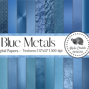 Blue Metals Digital Paper, Metallic Digital Paper, Metallic Texture, Metal Texture, Blue Metal Texture -Commercial Use -Instant Download