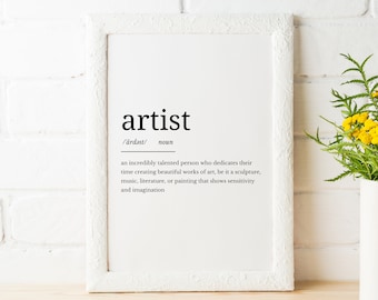 Artist Definition Printable Art, Artist Quote Digital Art, Artist Printable Quote, Artist Definition - INSTANT DOWNLOAD