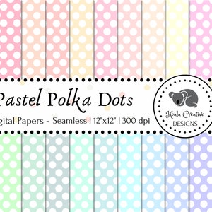 Polka Dot Pastel Digital Paper, Pastel Graphics, Pastel Achtergrond, Polka Dots, Digital Scrapbooking - Commercieel gebruik - Instant Download
