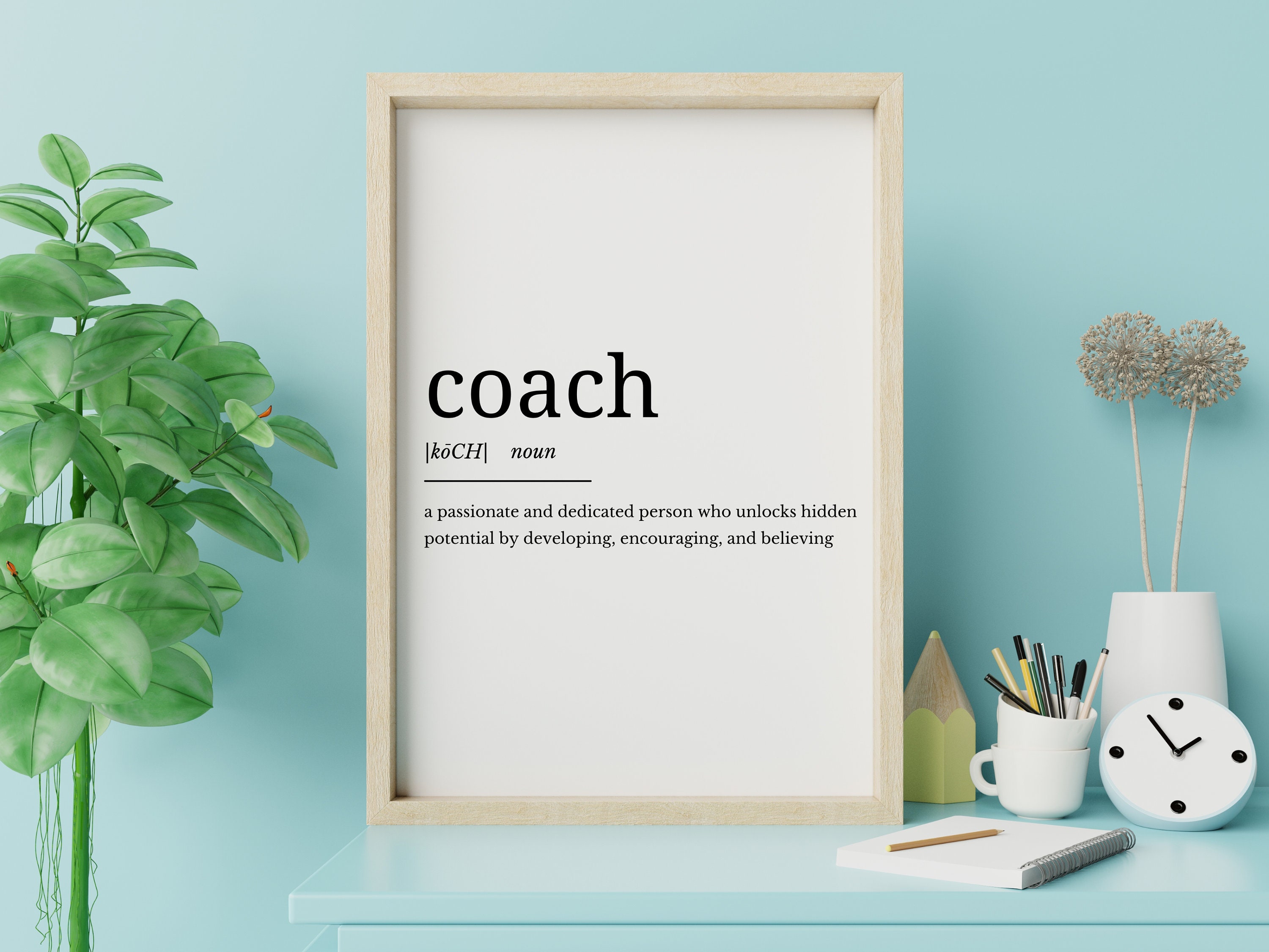 Coach Definition Printable Art, Coach Quote Digital Art, Coach
