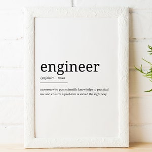 Engineer Definition Printable Art, Engineer Quote Digital Art, Engineer Printable Quote, Engineer Definition - INSTANT DOWNLOAD