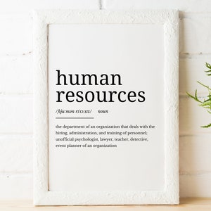 Human Resources Definition Printable Art, HR Quote Digital Art, Office Printable Quote, Office Gifts - INSTANT DOWNLOAD