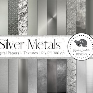 Silver Metals Digital Paper, Metallic Digital Paper, Metallic Texture, Metal Texture, Silver Metal Texture -Commercial Use -Instant Download