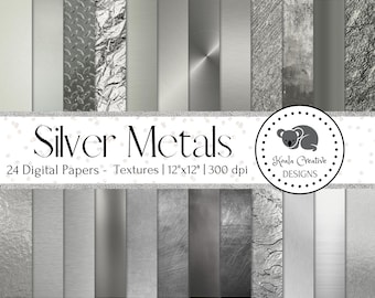 Silver Metals Digital Paper, Metallic Digital Paper, Metallic Texture, Metal Texture, Silver Metal Texture -Commercial Use -Instant Download