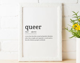Queer Definition Printable Art, Queer Quote Digital Art, Queer Printable Quote, Queer Definition, LGBTQ Art - INSTANT DOWNLOAD