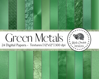 Green Metals Digital Paper, Metallic Digital Paper, Metallic Texture, Metal Texture, Green Metal Texture -Commercial Use -Instant Download