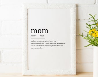Mom Definition Druckbare Kunst, Mama Digitale Kunst, Mutter Druckbares Zitat, Mama Bedeutung, Familiengeschenke - SOFORT DOWNLOAD