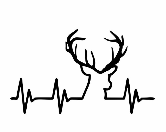 Deer heart beat decal, hunting car window decal, deer decal, outdoor deer hunting decal, deer hunting enthusiast decal, car decal