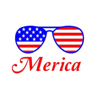 Merica sunglasses digital download, Merica 4th of july logo, Merica svg, Merica digital download, red white and blue glasses logo