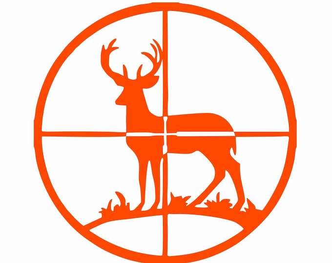 Buck in scope decal, hunting car window decal, deer decal, outdoor deer hunting decal, deer hunting enthusiast decal, Buck in crosshairs