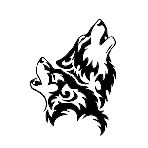 Stammes Wölfe Auto Aufkleber, Wolf Kopf Aufkleber, heulende Wölfe Logo, dual Wolf Aufkleber, Stammes-Wolf Kopf Vinyl Aufkleber, Wolf Tierwelt Auto Aufkleber
