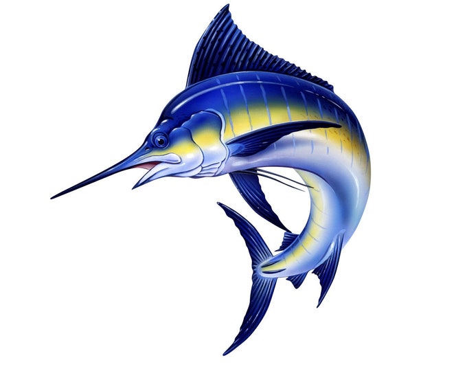 Marlin fishing decal, full color Marlin fish decal, fishing car decal, Marlin boat decal, fishing window sticker, vibrant bass fishing logo