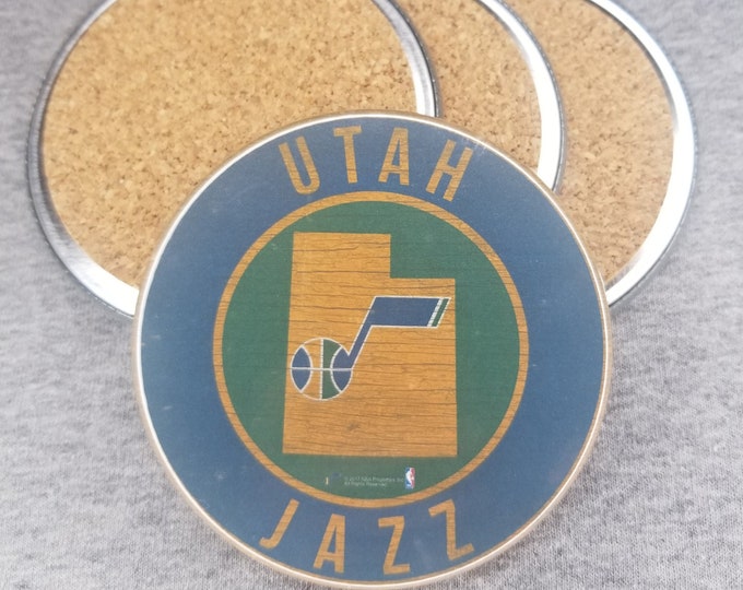 Utah Jazz team coaster set, Jazz Bear team pride, NBA sports coasters, Cork back coasters, Sport team coaster