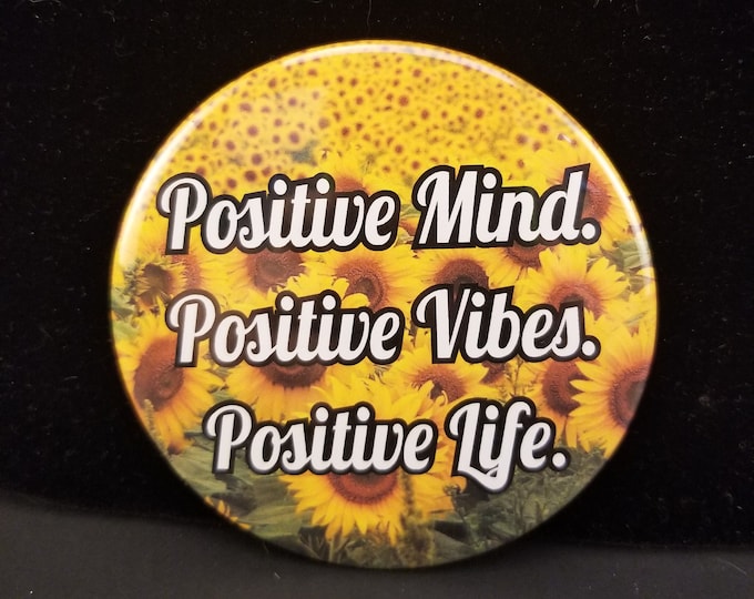 3.5 inch travel mirror, Positive mind positive vibes positive life, Positive vibes travel mirror, Inspirational makeup mirror, Positive life