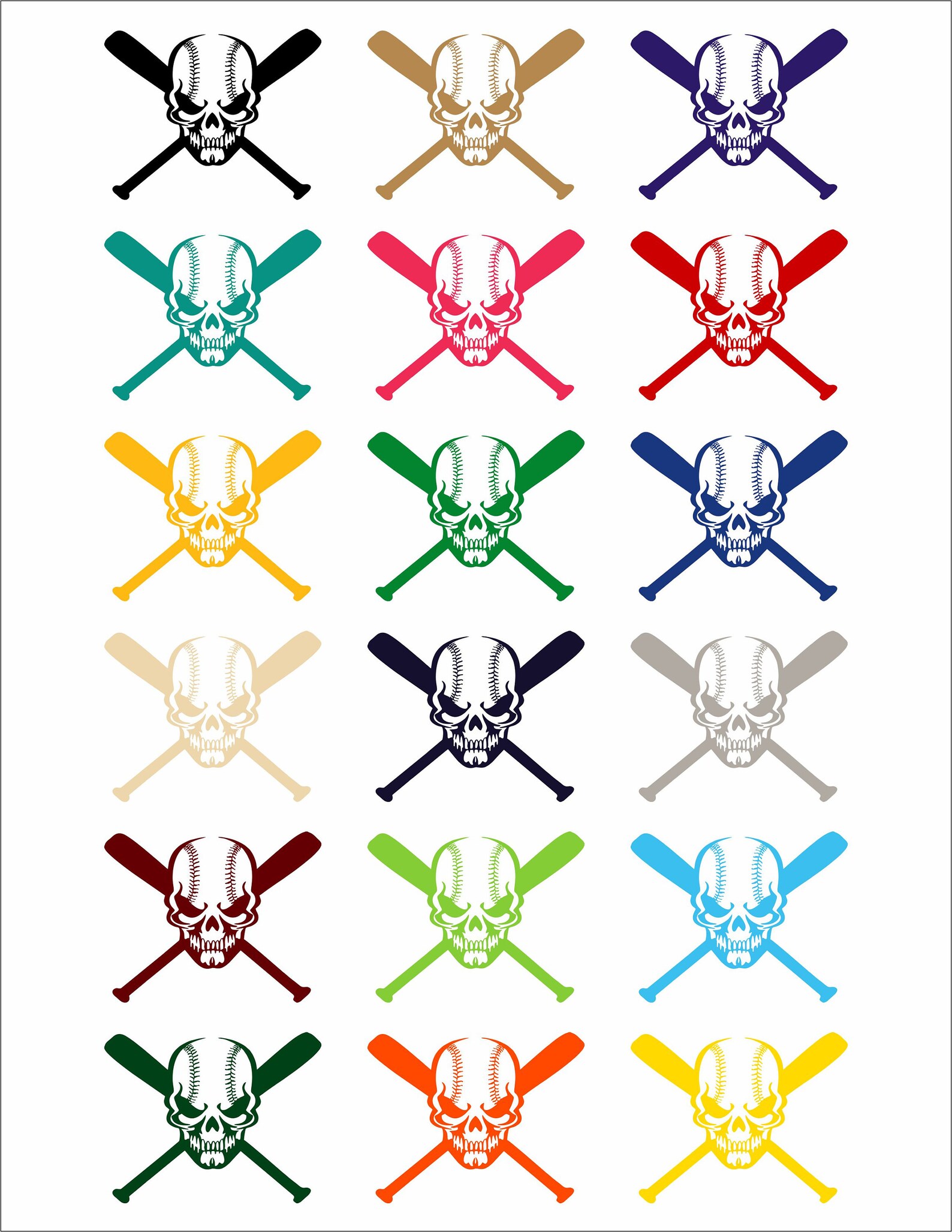 Baseball Skull and Cross Bats Decal Baseball Skull Sticker - Etsy