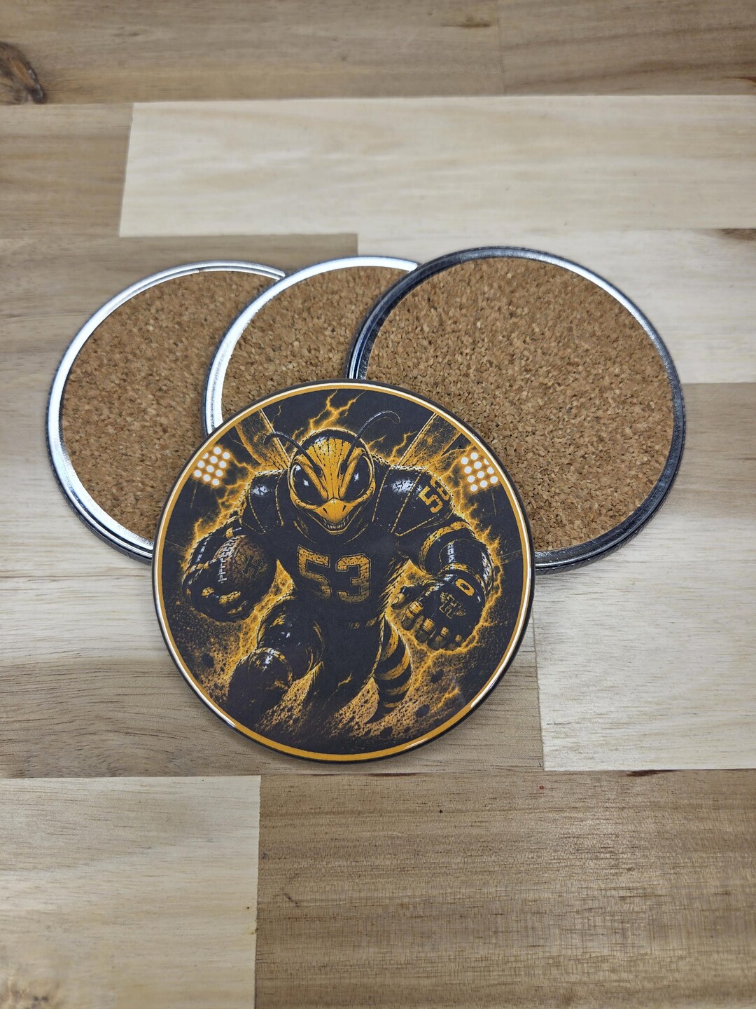 Hornet Football Coasters | Yellow Jacket Sports Coasters | Man Cave ...