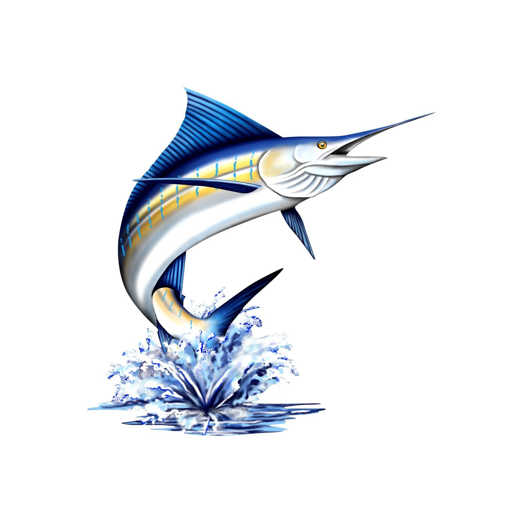 Marlin fishing decal, full color Marlin fish decal, fishing car decal,  Marlin boat decal, fishing window sticker, vibrant bass fishing logo