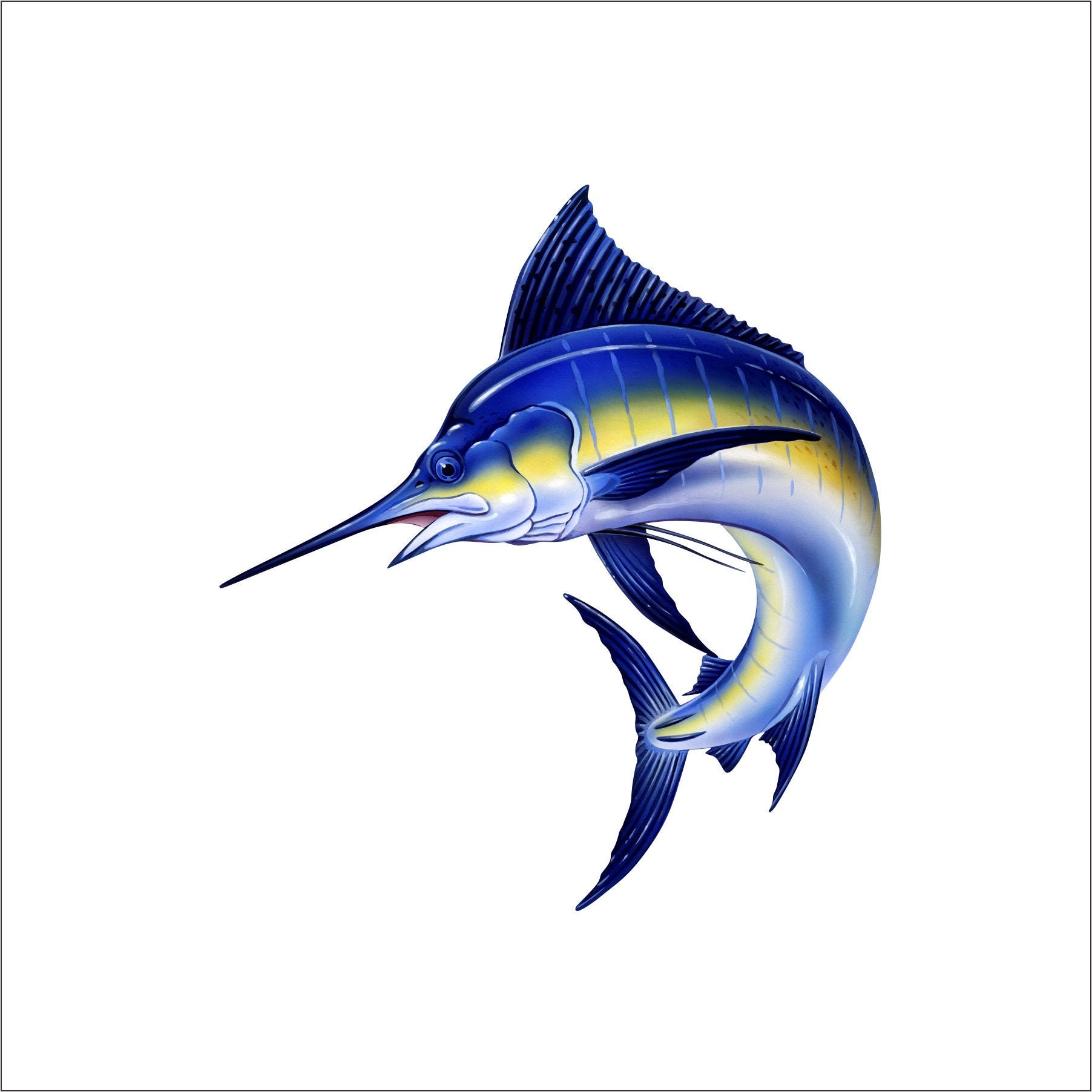 Blue Marlin logo Full color blue marlin image Blue marlin Etsy