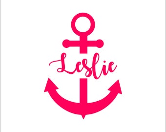 anchor decal, anchor sticker, vinyl anchor decal, personalized anchor sticker, cursive name on anchor sticker, custom name anchor decal