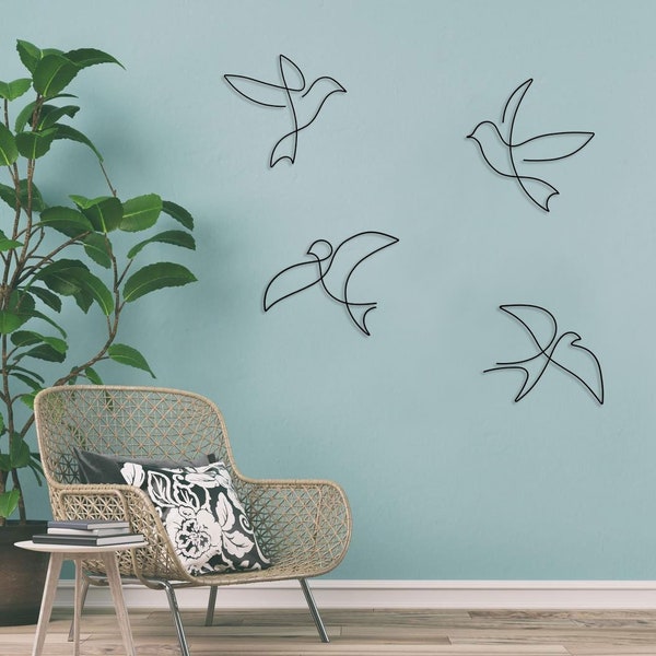 Metal Birds Wall Decor | Boho Metal Wall Art | Bird Metal Wall Hanging | Minimalist Bird Wall Decor Bedroom & Living Room Wall Decor