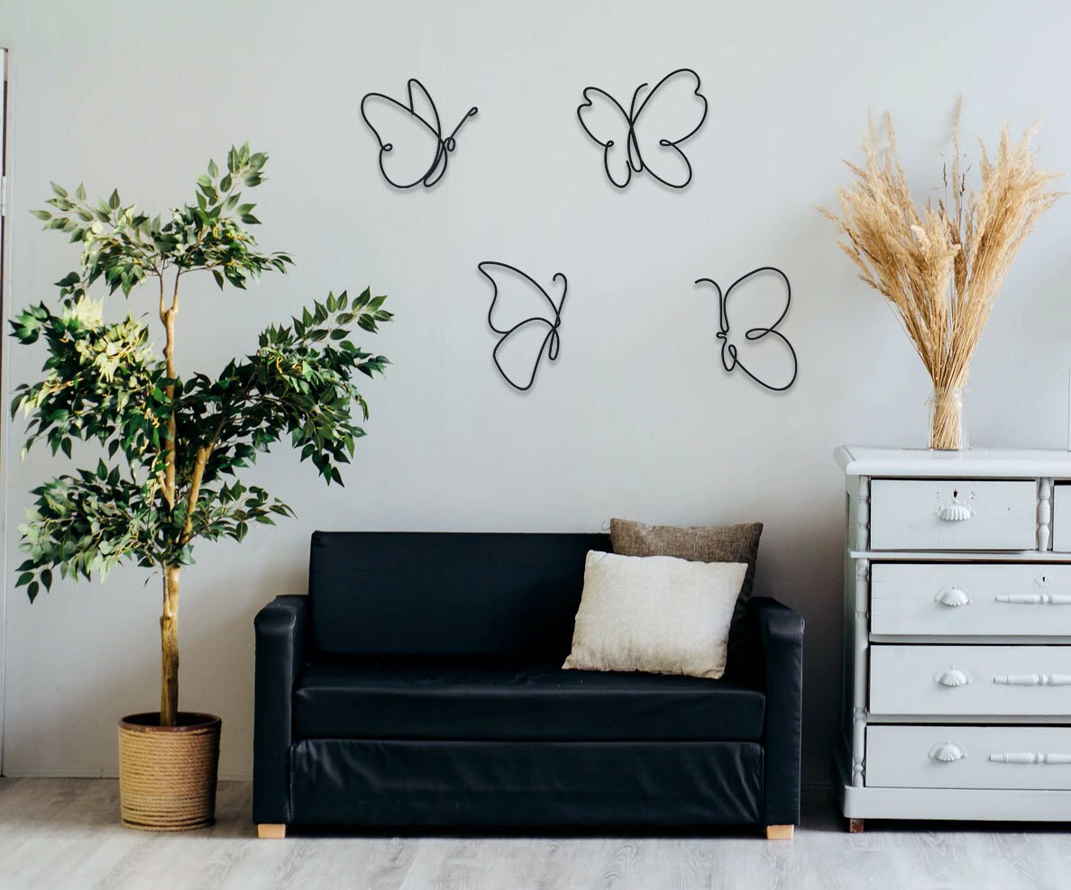 Metal Butterflies Wall Decor Boho Metal Wall Art Butterfly Etsy