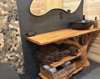 Muebles de tocador modernos de madera maciza para un baño elegante