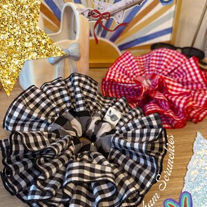 Large Pleaded Gingham Srcunchie/ Trending Scrunchies/ Coquette Scrunchies/ Gingham Scrunchies/ Large Scrunchie/ Pleated Scrunchies