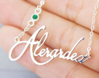 Birthstone Nameplate - Etsy