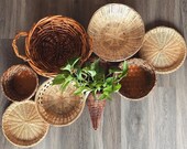 Set of 8 Wall Baskets Boho Basket Wall Assorted Wall Baskets Boho Wall Decor Decorative Wicker Wall Baskets Wall Basket Bohemian Home