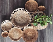 Set of 8 Wall Baskets Boho Basket Wall Assorted Wall Baskets Boho Wall Decor Decorative Wicker Wall Baskets Wall Basket Bohemian Home