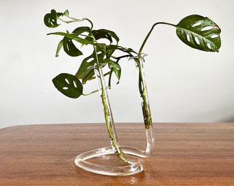 Vintage Glass Test Tube Bud Vase, Propagate Propagation Station, Small Twisted Beaker, Dainty Vase, Modern Decor, Plant Lover Ikebana Gift
