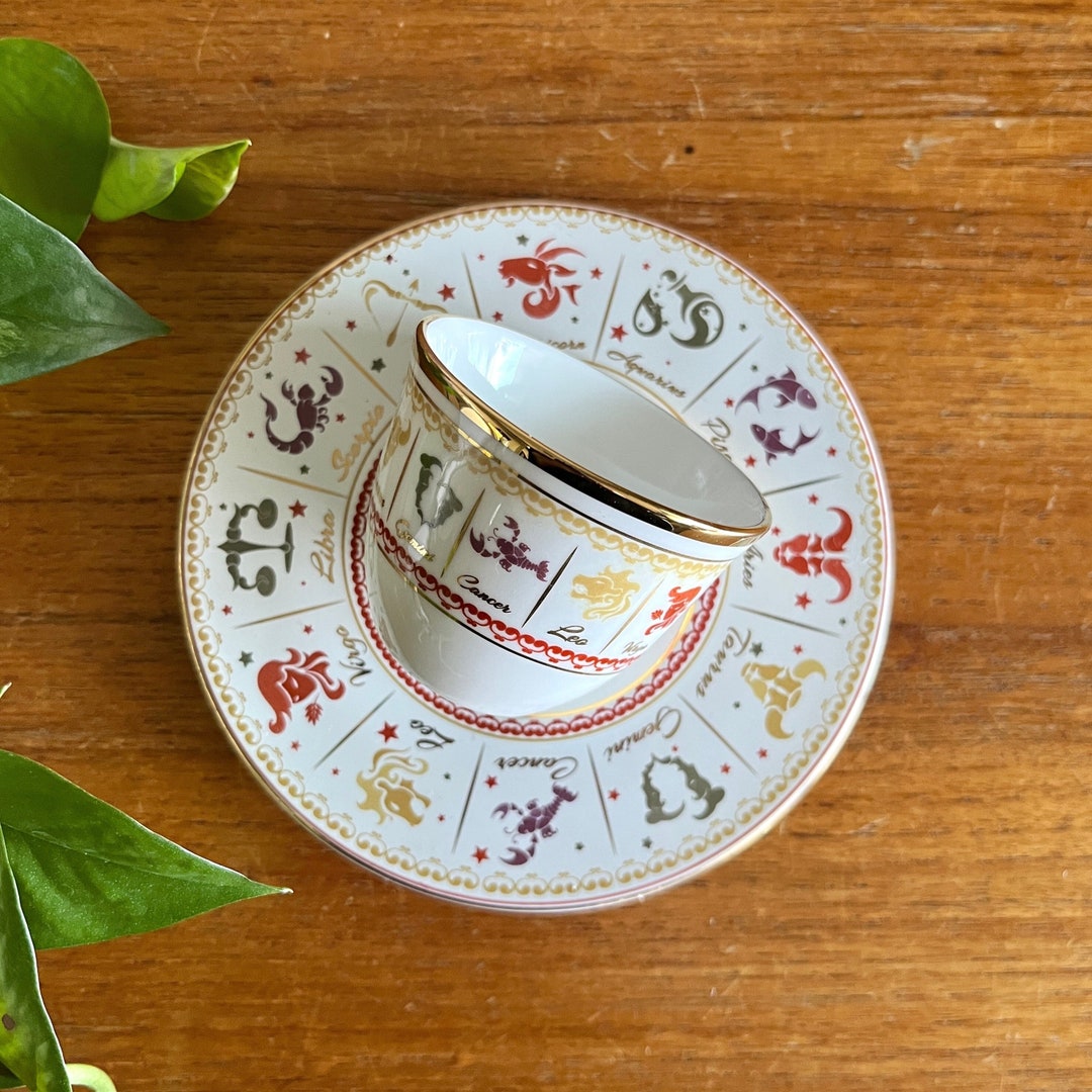 Vintage Zodiac Tea Cup Saucer Set, Tea Coffee Lover, Horoscope