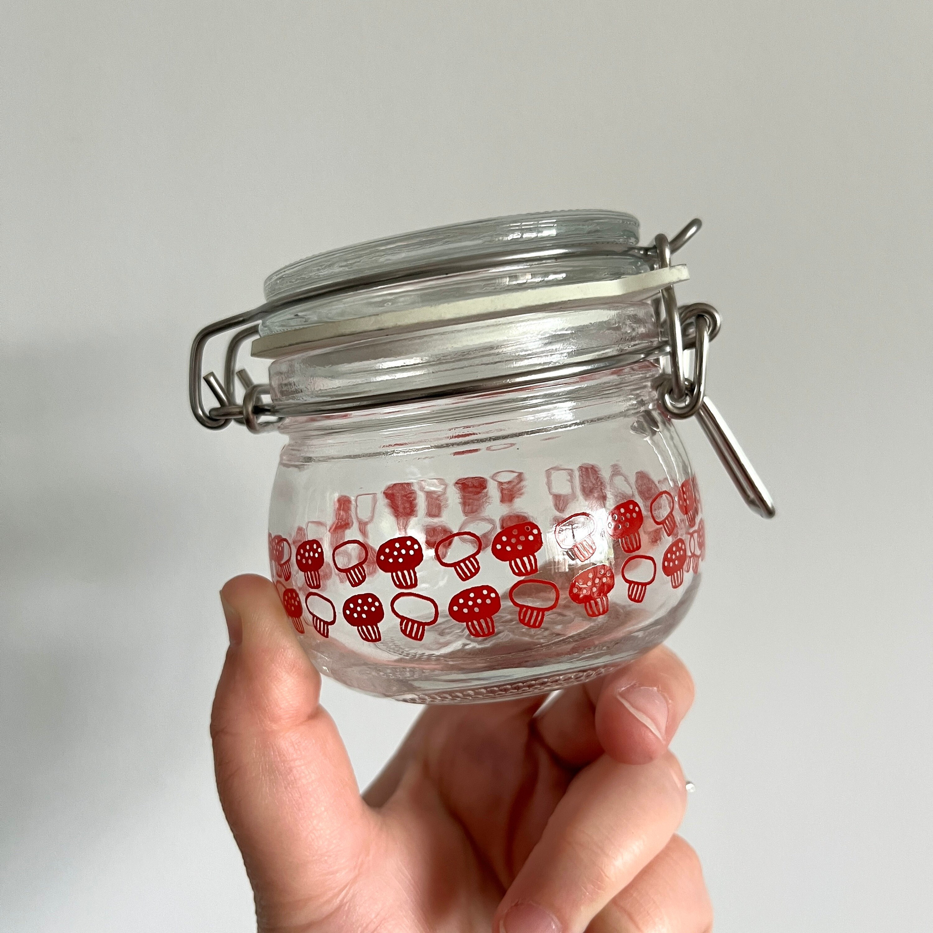 Mushroom Jar, Cottage Core Decoration, Polymer Clay Jar, Candle Holder, Jar  W Lid 