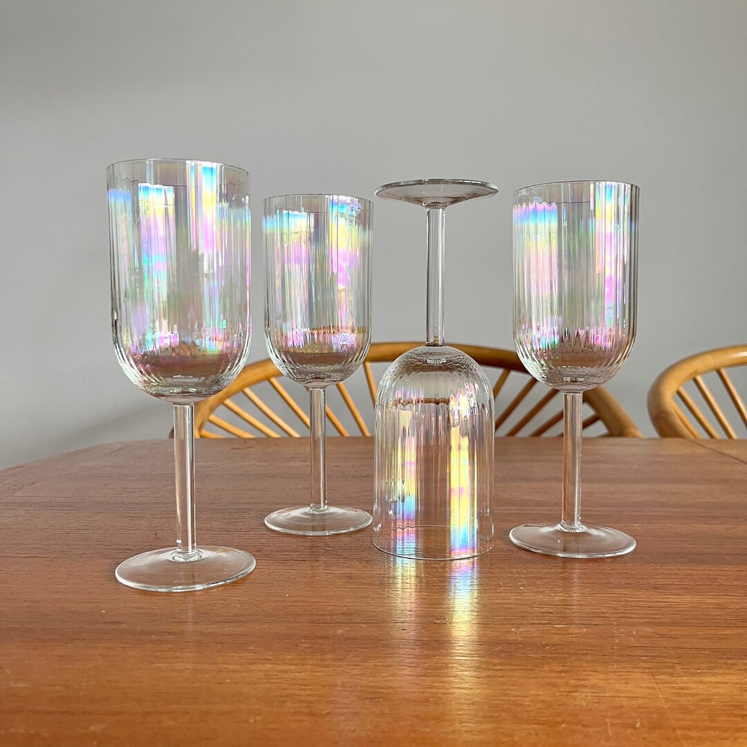 Vintage Iridescent Wine Glasses Rainbow Opal Wedding Toast Etsy