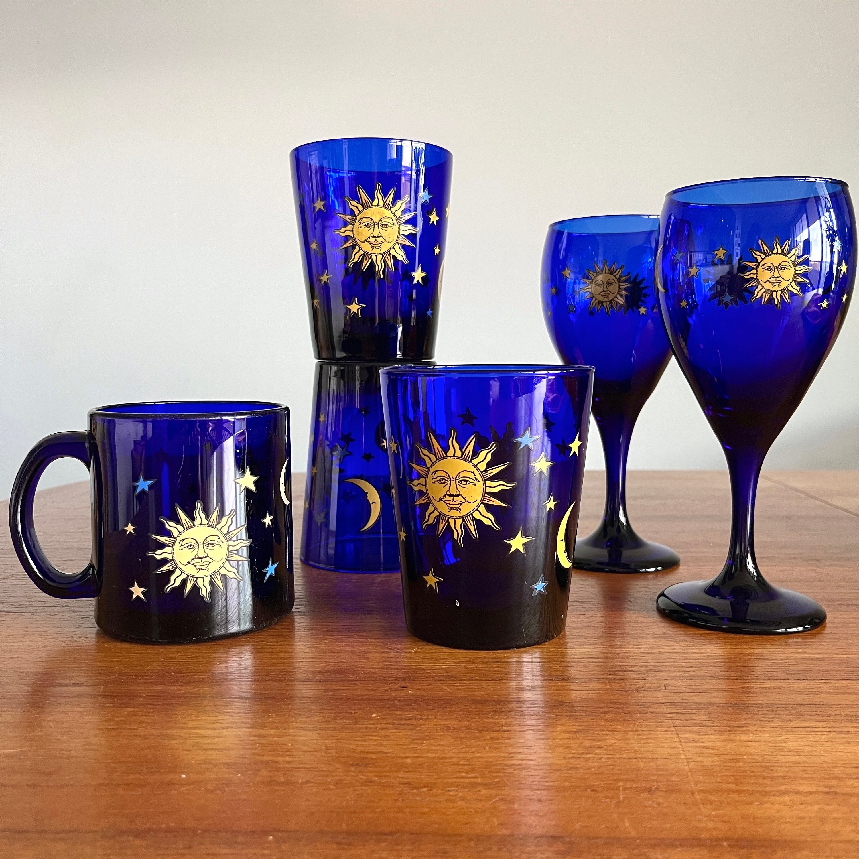 Libbey Celestial Sun Moon Stars Goblet,Wine Glass (1) Multiples