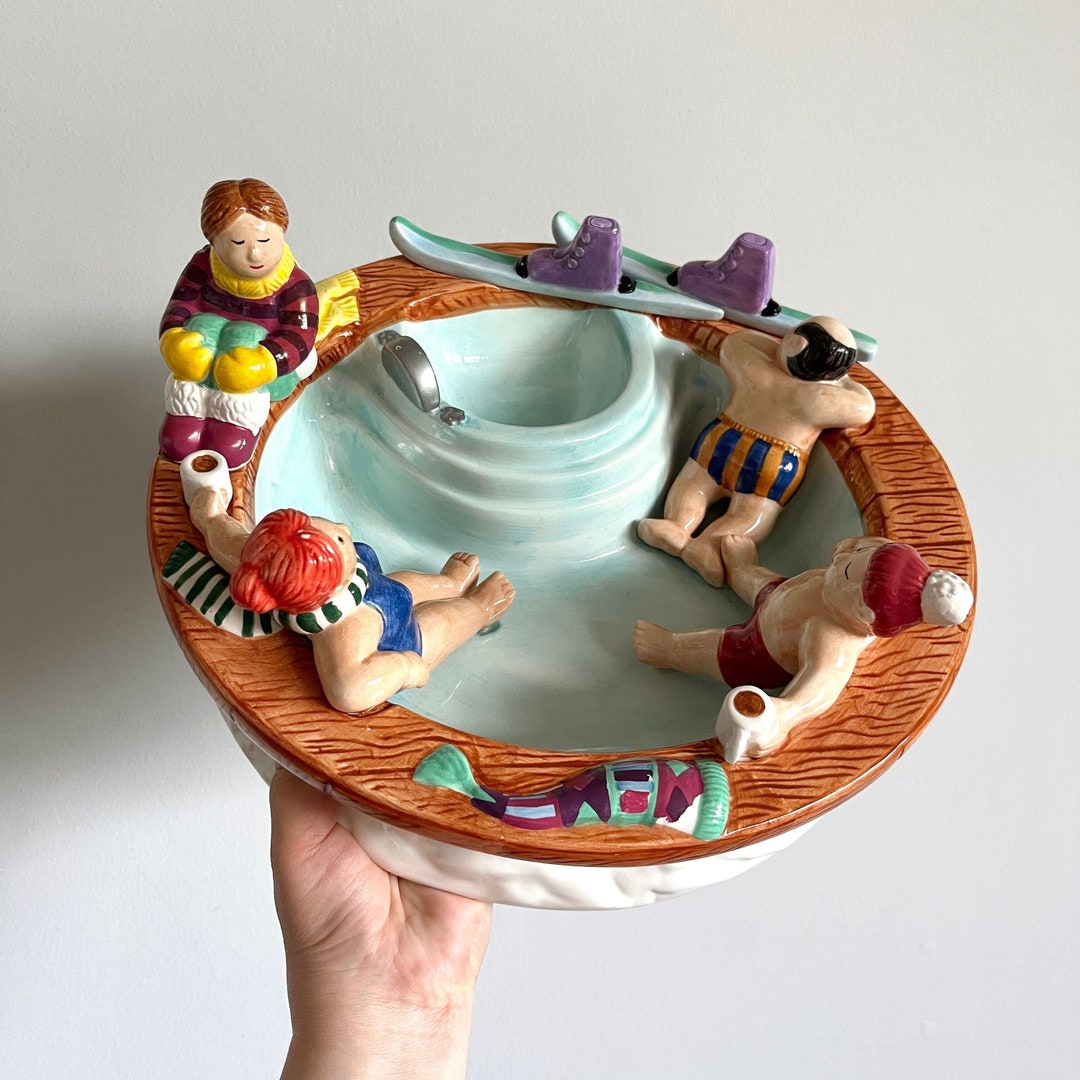 Vintage Lotus Chip & Dip Swimming Pool/ Hot Tub Ceramic Bowl Etsy